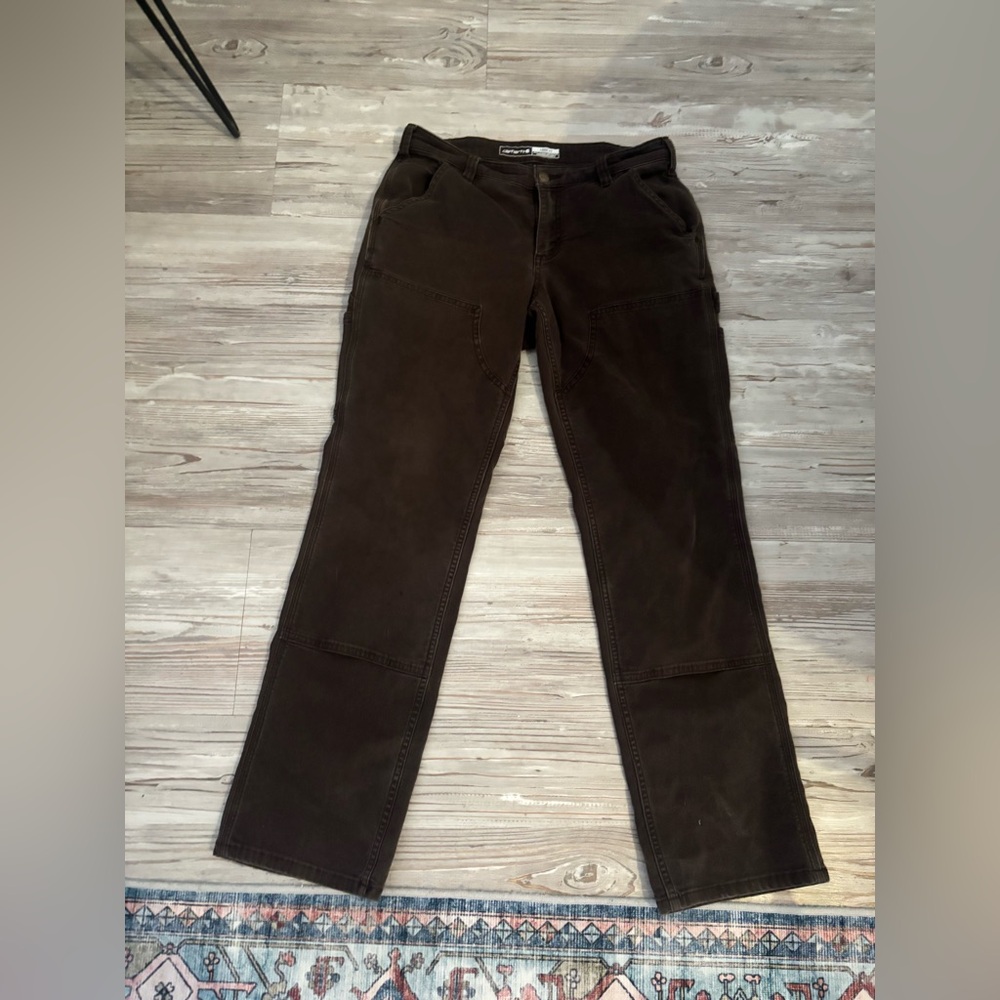 Carhartt ladies l RUGGED FLEX® LOOSF FIT CANVAS DOUBLE-FRONT WORK PANTS